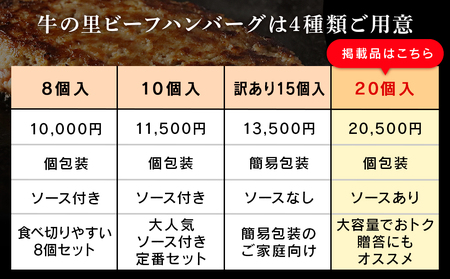 牛の里ビーフハンバーグ（110g×20個）特製ソース（20袋）の詰合せ AG059