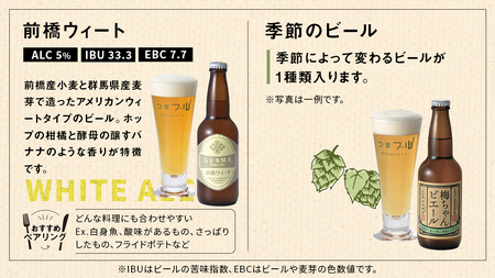  クラフトビール 群馬麦酒 6本 セット ＜季節のビール＞ 330ml 嬬恋高原ブルワリー [AA001tu]
