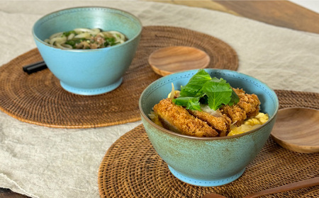 【波佐見焼】ブロンズ 丼 どんぶり ブルー 2点セット 食器 皿 【藍染窯】 [JC28]  波佐見焼