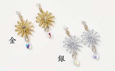水引ピアス・銀（スワロフスキー付）お祝い ギフト アクセサリー お花 