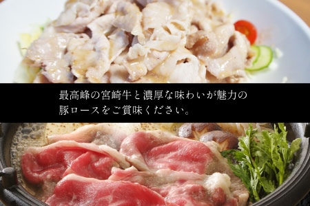 宮崎牛 しゃぶしゃぶ すき焼き・宮崎県産 豚ロース しゃぶしゃぶ 計1kg（500g×2P）国産 ウデ スライス 普段使い 九州産【B439-30】