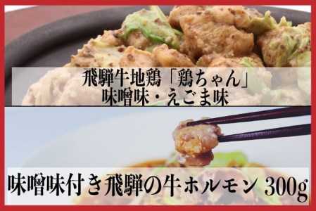 飛騨地鶏けいちゃん 2種 牛ホルモン 牛・鶏 セット 神岡 飛騨 けいちゃん とんちゃん ホルモン モツ   ひだ小僧[Q180]