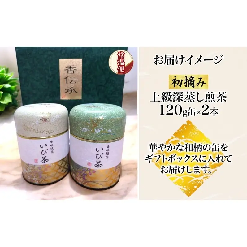 初摘み 上級 深蒸し煎茶 ギフト セット 120g缶 2本 お茶 煎茶 緑茶 GAP認証茶 深蒸し茶 日本茶 贈り物 御礼 ギフト 詰め合わせ お茶葉 お茶っ葉 お茶 プレゼント 産地直送 いび茶の里 送料無料 岐阜県 揖斐川町