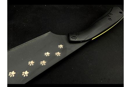 H60-12 NYAIFE KITCHEN （ニャイフキッチン）【ブラックブレード】 菜切り包丁 ブラック/イエロー メインクーンver