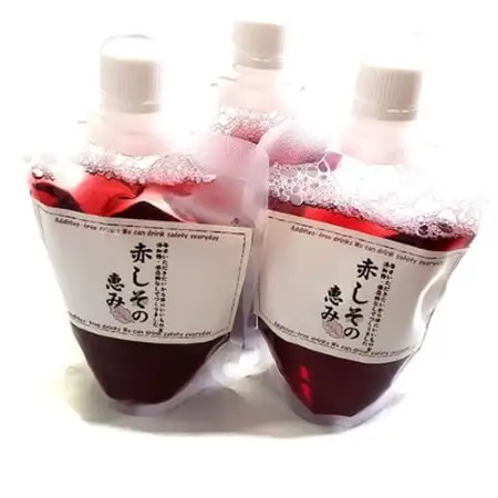 濃い赤しそシロップ「赤しその恵み」6本×約200g　濃縮タイプの赤紫蘇ジュース かさばらない容器【1115986】
