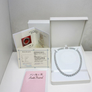 定番8～8.5ミリ　アコヤ真珠　グレーブルーネックレス／　真珠　南伊勢町　パールハヤシ　三重県　伊勢志摩産