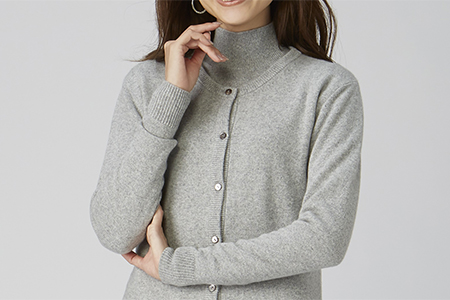 希少ベビーカシミヤ100％ 女性 カーディガン M ライトグレー 1枚 20402M GY [0893]