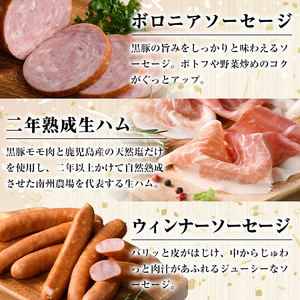 【B03002】南州農場黒豚ギフト 旨味多いお肉をふんだんに使用して作った自慢の焼豚(8種) ハム ベーコン ウインナー 鹿児島 国産 九州産 黒豚 豚肉 お肉 焼豚 叉焼 チャーシュー 肉加工品 贈答 ギフト【南州農場(株)高山ミートセンター】