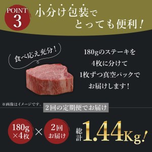 【全2回 定期便】佐賀牛 ヒレ ステーキ　総計1.44kg 999-J410