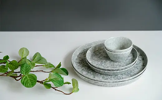 有田焼 反りプレート ミニ反りボウル 6点セット【金善製陶所】グレー おしゃれ 北欧 6点 セット 新生活 ギフト 贈答 65000円 A65-52