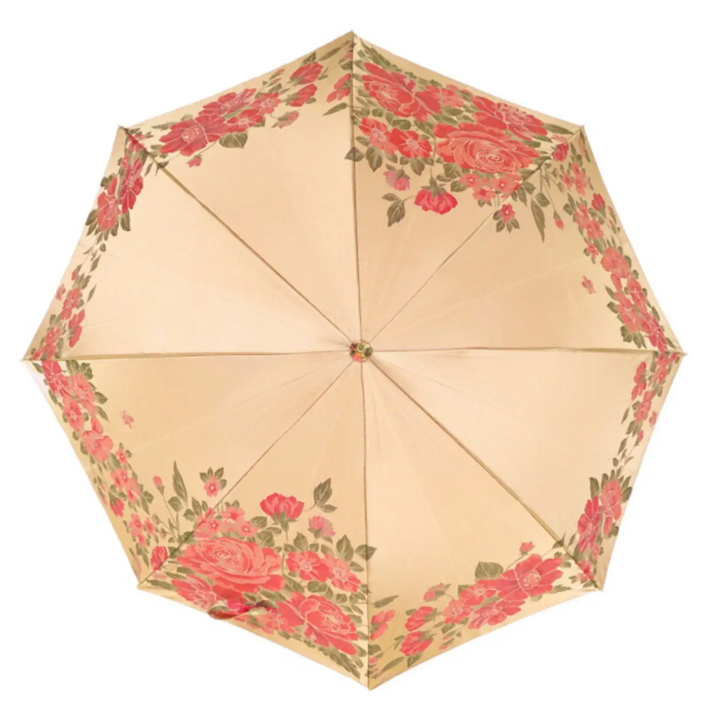 【槙田商店】晴雨兼用長傘　絵おり　大バラ　ベージュ