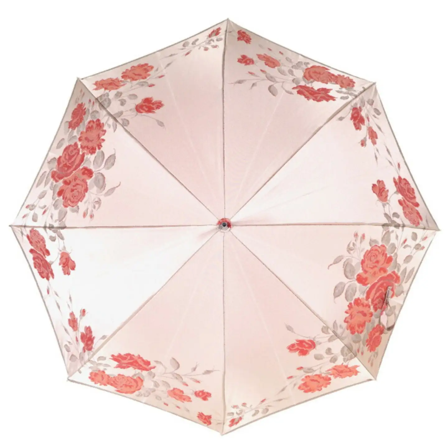 【槙田商店】晴雨兼用長傘　絵おり　薔薇（ばら）ベージュ
