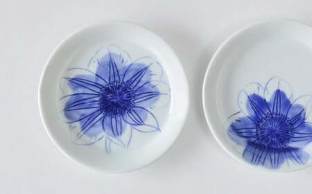 有田焼 鉄仙シリーズ 小皿(青) 2枚セット 聡窯 A12-168