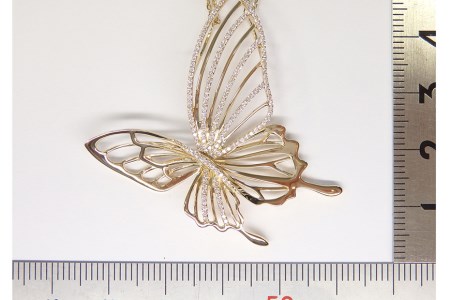 K18イエローゴールドダイヤモンドネックレス(蝶モチーフ) [山梨県 中央市 21470824]