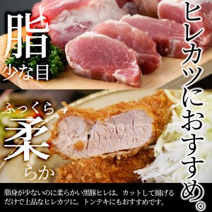 鹿児島県産黒豚ヒレ(2分割ブロック) 3本＜計1.1kg以上＞ヒレ 豚ヒレ ヒレ肉 ヘレ肉 ひれかつ ステーキ ブロック 鹿児島県産 豚肉 黒豚 豚 a6-063