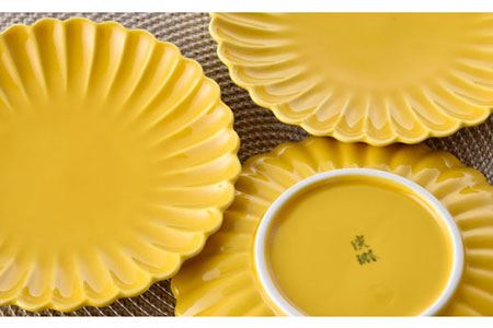 【陶器市特集】【波佐見焼】菊型 中皿 プレート 5枚セット（黄） 食器 皿 【洸琳窯】 [GE19]  波佐見焼
