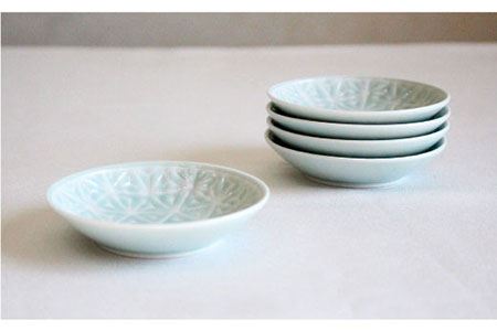 【波佐見焼】麻の葉シリーズ 9cm プレート S（ブルー）5枚セット 小皿  食器 皿 【陶芸ゆたか】 [VA84]  波佐見焼