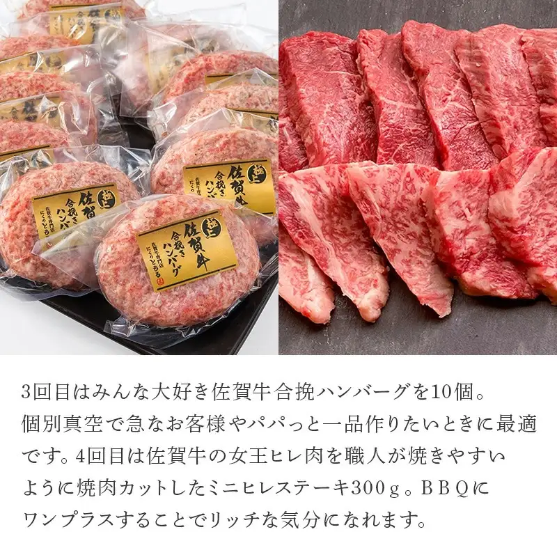 「定期便全6回」 佐賀牛 ステーキ・焼肉・ハンバーグ 寄附翌月から発送 (合計3.96kg) A5～A4等級 ギフト 贈り物