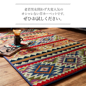 デニム使用い草マットルークス（95×150）（ネイビー）　AA074