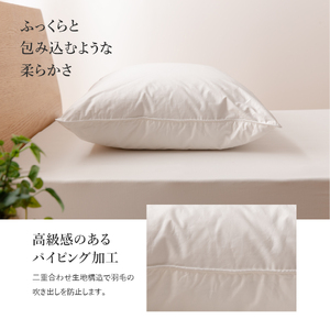 【甲州羽毛ふとん】新プレミアムダウンまくら中判(1個)ピロケース付き(1枚)  寝具  まくら 枕 ケース 