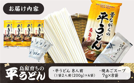 焼あごスープと島原育ちの平うどん 8食 [SAZ006] うどん