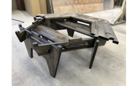 AV19　ヘキサゴンテーブル　【 机 テーブル インテリア 木製 木目 持ち運び 組み立て 簡単 アウトドア キャンプ 】