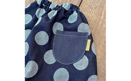 「大きなドット」児島デニムのサルエルパンツ（約80センチ） ファッション 子供服 キッズ 