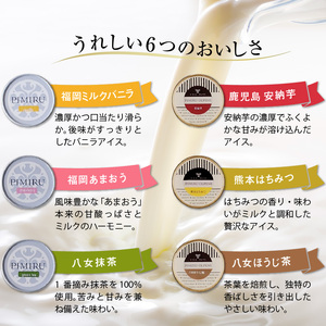 筑後・九州のアイスクリームセット_アイスクリーム 6種 × 各 2個 計 12個 セット 筑後 九州 おいしさ 福岡 ミルクバニラ あまおう 八女 抹茶 ほうじ茶 熊本 はちみつ 鹿児島 安納芋 各地 特産品 素材 活かした アイス 上品 風味 豊か ミルク ハーモニー デザート スイーツ お取り寄せ  〔Dw001〕