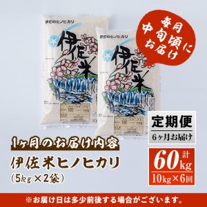 J5-01 【定期便】鹿児島県産！伊佐米ヒノヒカリ(計60kg・10kg×6ヶ月)伊佐市 特産品 薩摩 北の郷 特産品 お米 白米 精米 ひのひかり【神薗商店】
