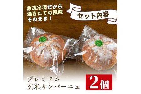 Z5-03 プレミアム玄米カンパーニュセット(2個) 伊佐市 特産品 自社栽培 玄米 カンパーニュ パン【やまびこの郷】