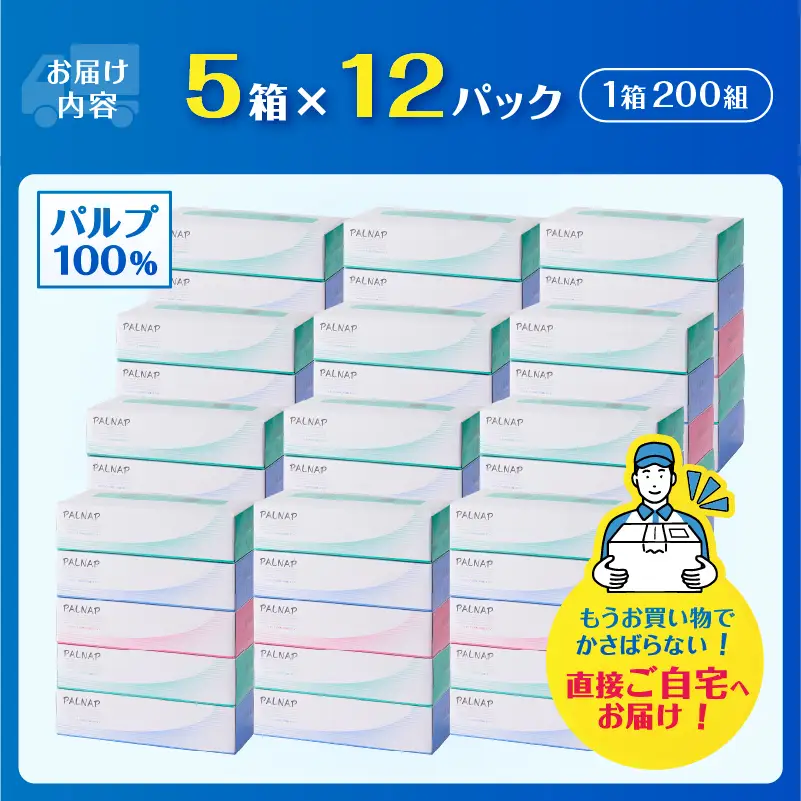 ボックスティッシュ スリムパルナップ 60箱 ティッシュペーパー [sf002-025]