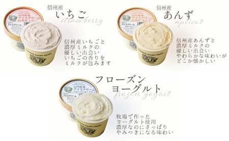 長門牧場アイスクリーム12個セットA-2　6種のフレーバー詰め合わせ（バニラ、チョコレート、抹茶、ヨーグルト、いちご、あんず）　人気スイーツ　濃厚ミルク　直送　牛乳　生乳　国産　夏ギフト　長野県　贈答品　お土産　お中元　お歳暮　クリスマス