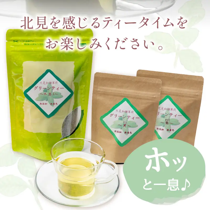 北見和種薄荷グリーンティーセット ( フレーバーティー ハッカ ティーバッグ 水出し 薄荷 お茶 ふるさと納税 )【010-0004】