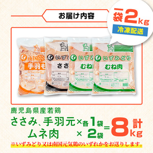 若鶏 ムネ肉 手羽元 ささみ 計8kg 鶏肉 詰め合わせ セット 【まつぼっくり】 i449