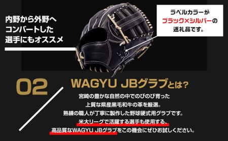 宮崎県産牛革使用 WAGYU JB 硬式用 グラブ 外野手用 JB-008(ブラック/右投げ用)