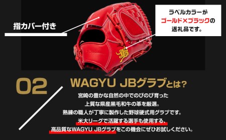 宮崎県産牛革使用 WAGYU JB 硬式用 グラブ 投手用 JB-001T(パワーオレンジ/右投げ用)