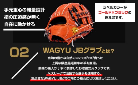 宮崎県産牛革使用 WAGYU JB 硬式用 グラブ 内野手用 JB-006(オレンジ/右投げ用)