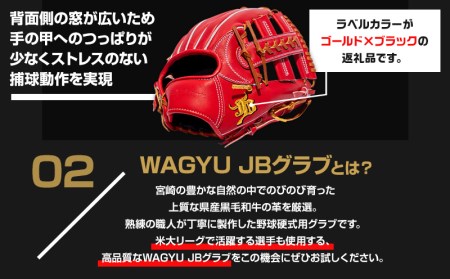 宮崎県産牛革使用 WAGYU JB 硬式用 グラブ 内野手用 JB-006S(パワーオレンジ/右投げ用)