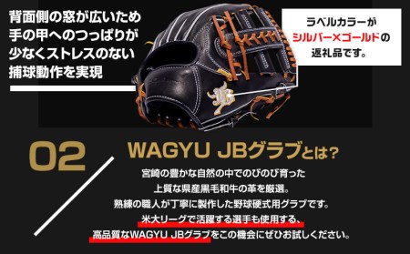 宮崎県産牛革使用 WAGYU JB 硬式用 グラブ 内野手用 JB-006S(ブラック/右投げ用)