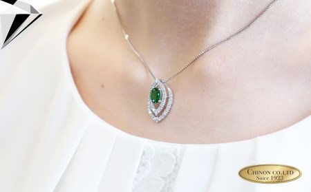 K18ホワイトゴールド グリーンガーネット ダイヤモンドペンダント MJ679 ジュエリー ネックレス 宝石 ペンダント アクセサリー 