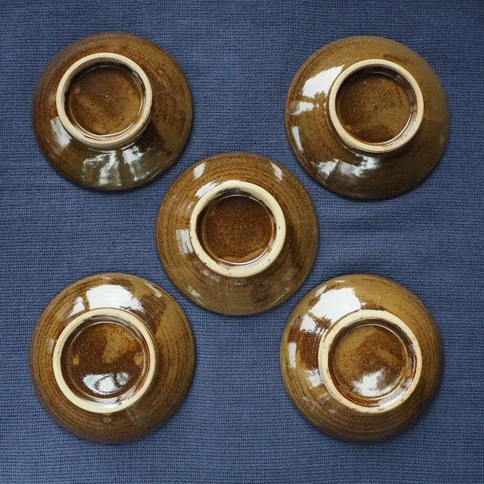 小石原焼刷毛目三寸深皿5枚セット(金丸窯)直径約9cm H26