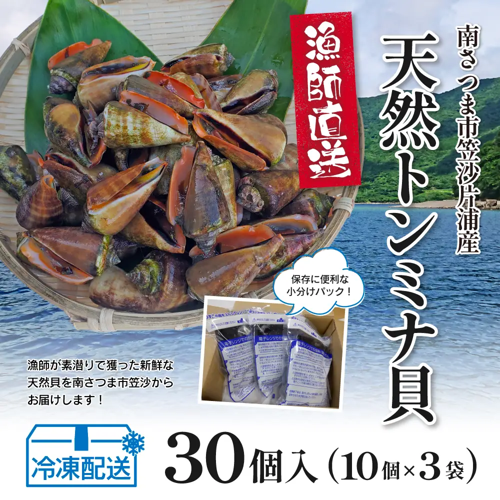 【素潜り漁師直送】【袋に入った冷凍のままでレンジ対応】【南さつま市　笠沙産　天然トンミナ貝】