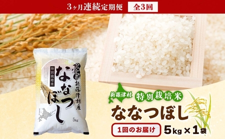 定期便 3ヵ月 北海道 特別栽培 令和7年産 ななつぼし 5kg 精米 米 白米 お米  ごはん ご飯 ライス 道産米 ブランド米 新しのつ米 ふっくら 食味ランキング  産地直送 お取り寄せ カワサキ森田屋 送料無料 