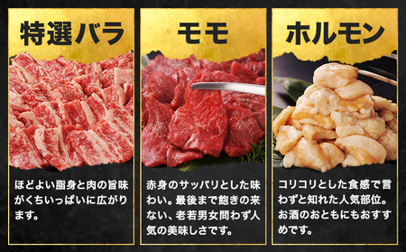あか牛 焼肉 堪能セット 1.1kg 特選バラ モモ ホルモン 赤身|焼肉正