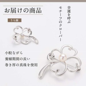 アコヤ真珠 ブローチ クローバー (6.5mm珠) 真珠 パール フォーマル パーティー 結婚式 冠婚葬祭 大分県 佐伯市【AF30】【(有)オーハタパール】