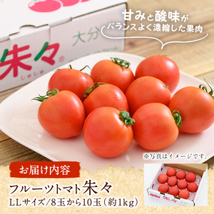 フルーツトマト 朱々 LLサイズ (計1kg・8-10玉) LL 高糖度 糖度 フルーツトマト トマト 野菜 サラダ 大分県 佐伯市 九州産 国産 大分県 佐伯市【CH61】【サニープレイス】