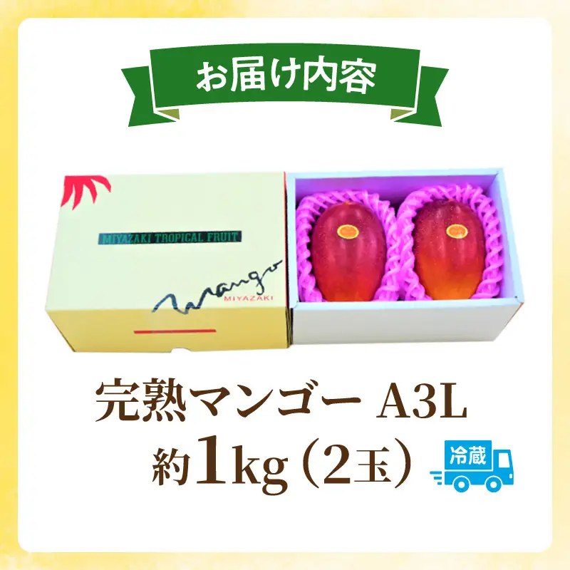 マンゴー 完熟 マンゴー 期間限定[宮崎 A3L 2玉 約1kg]