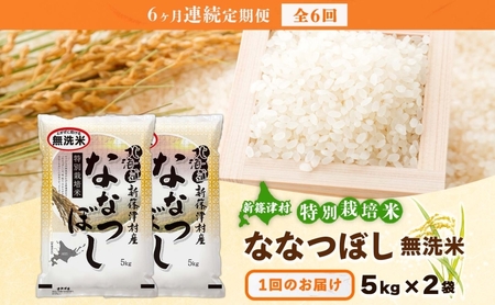 定期便 6ヵ月 北海道 特別栽培 令和7年産 ななつぼし 10kg 無洗米 精米 米 白米 お米  ごはん ご飯 ライス 道産米 ブランド米 新しのつ米 ふっくら 食味ランキング  産地直送 カワサキ森田屋 送料無料