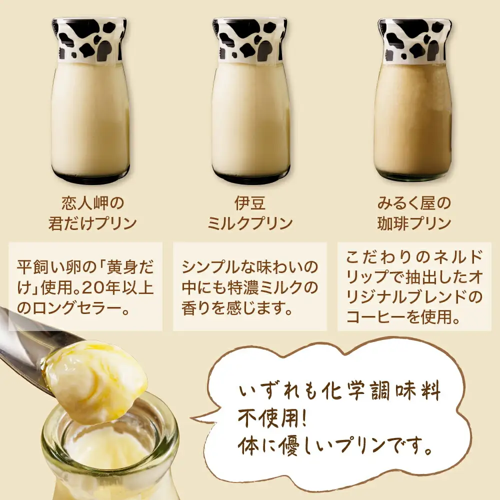 大木乳業【プリン3種＆土肥びわパウンドケーキ】セット　