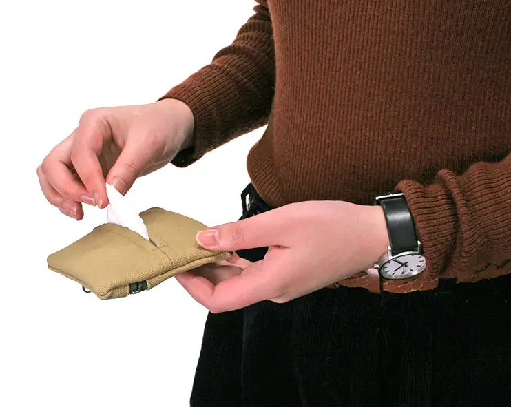 帆布工房 ティッシュ入れ付き ポーチ 〔ベージュ〕ファッション小物 雑貨 日用品  〔ベージュ〕